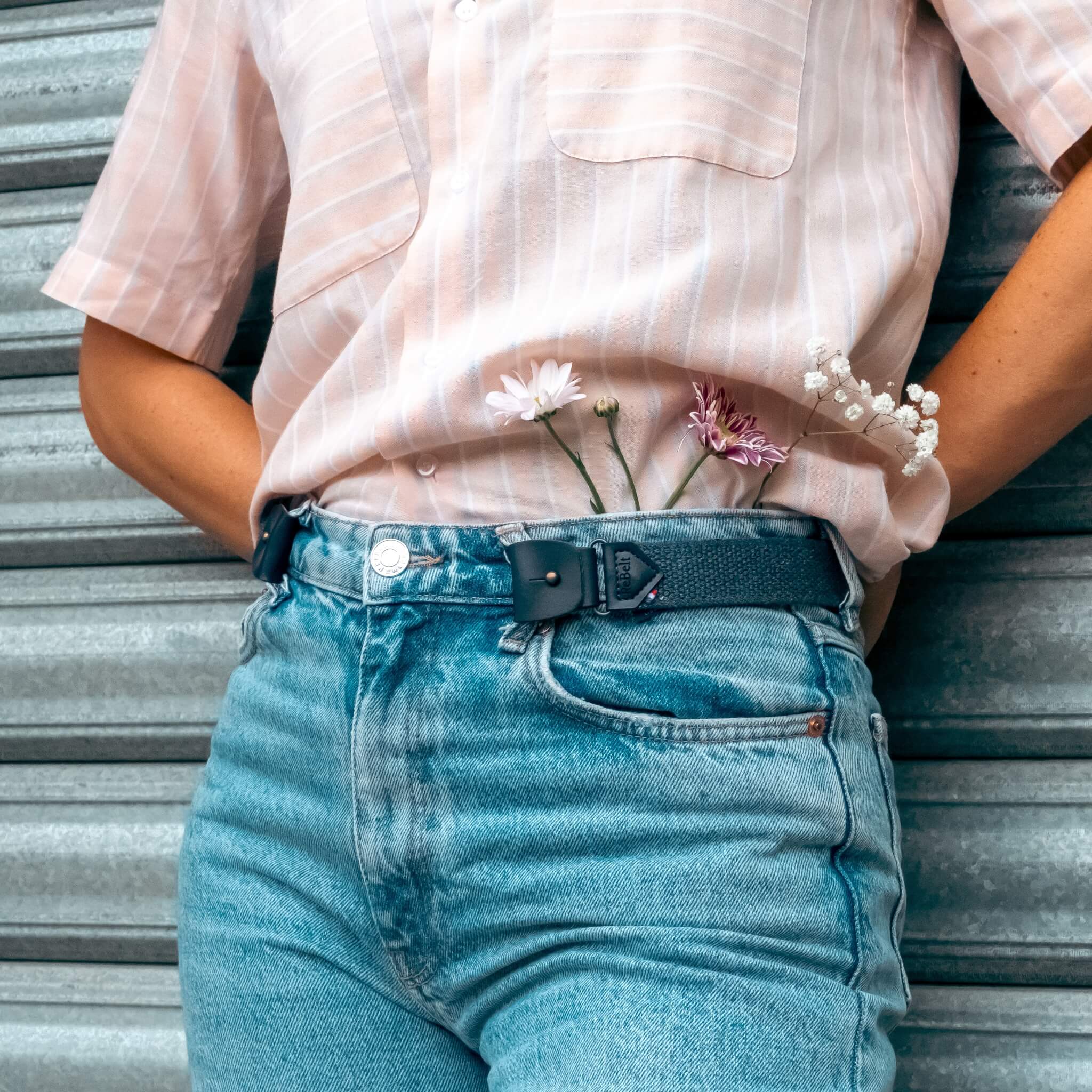 ceinture sans boucle elastique libelte blue jean