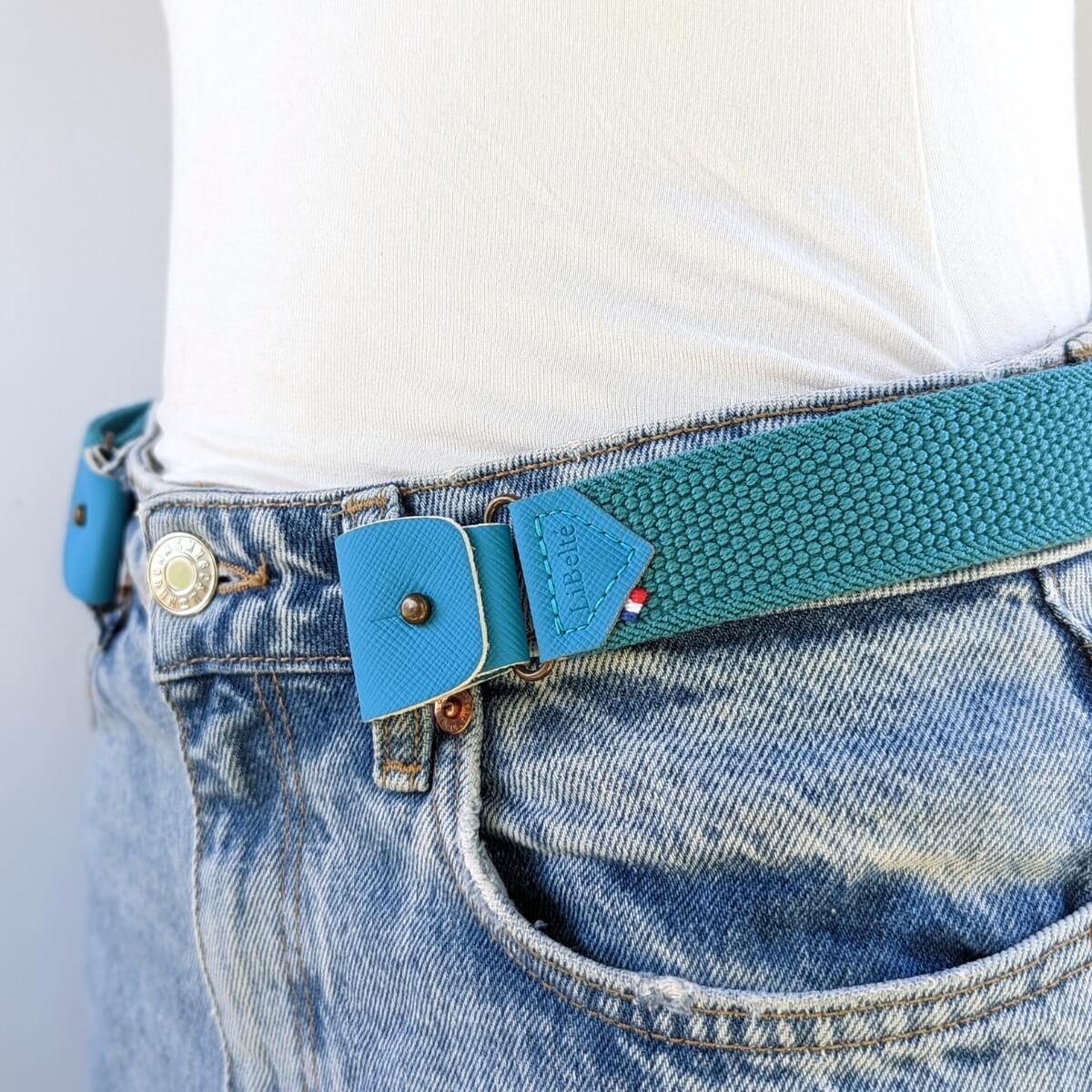 ceinture sans boucle couleur turquoise