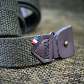 ceinture sans boucle libelte verte kaki pour homme 