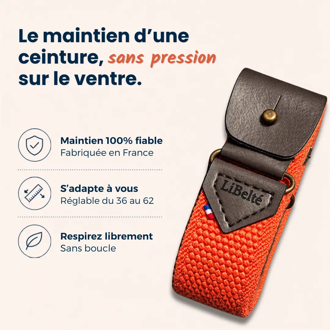 ceinture sans boucle orange fiche avantage