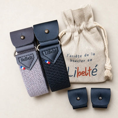 pack ceinture sans boucle libelte beige et noire clips noire
