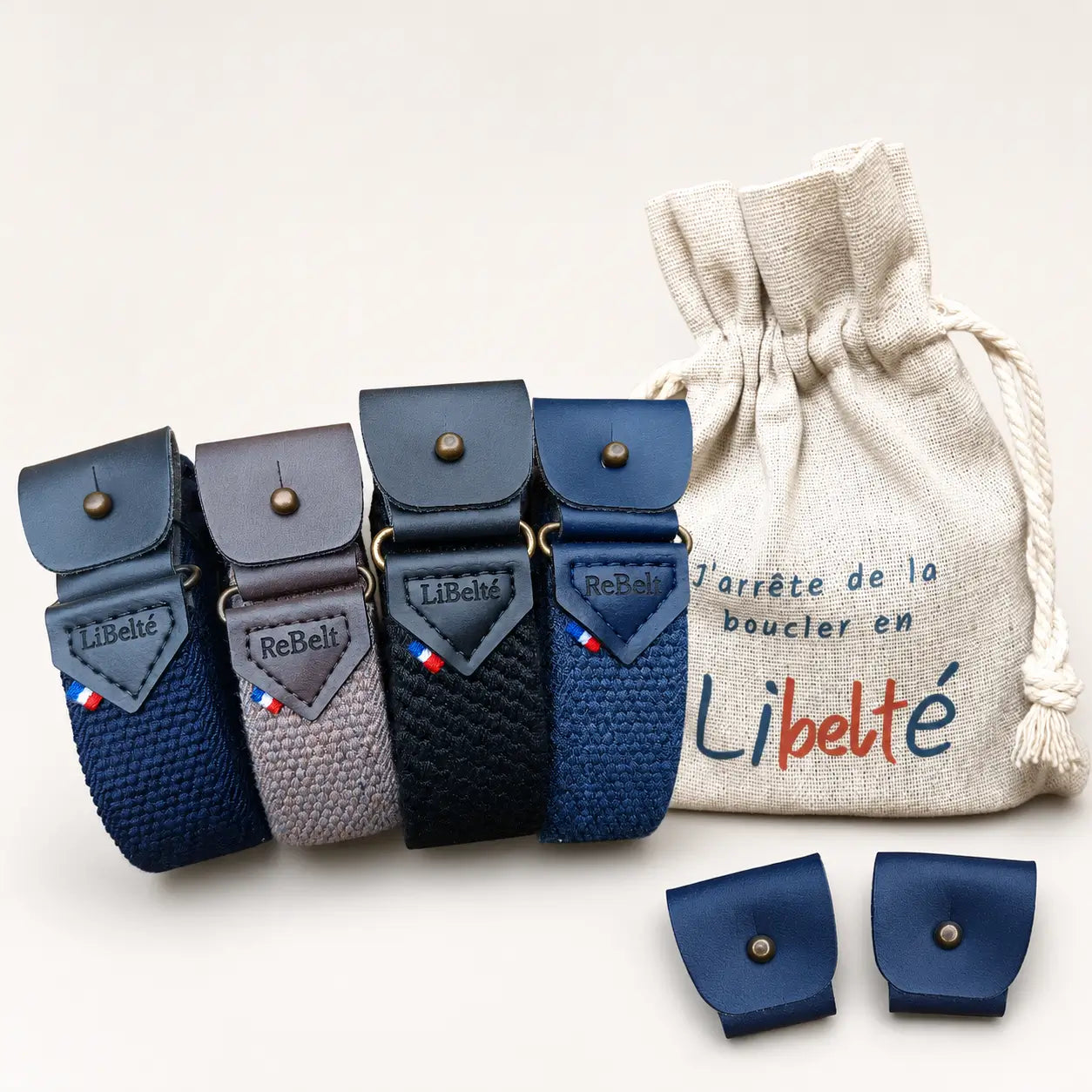 pack quatuor de ceintures sans boucle libelte clips marine