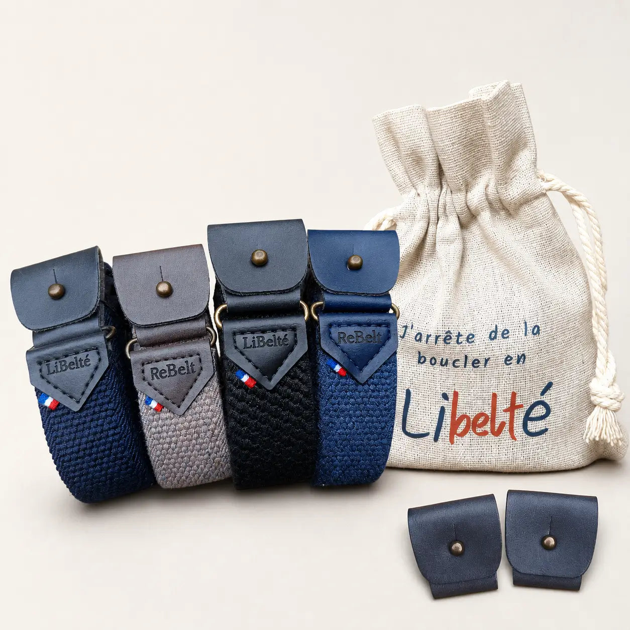 pack quatuor de ceintures sans boucle libelte clips marron