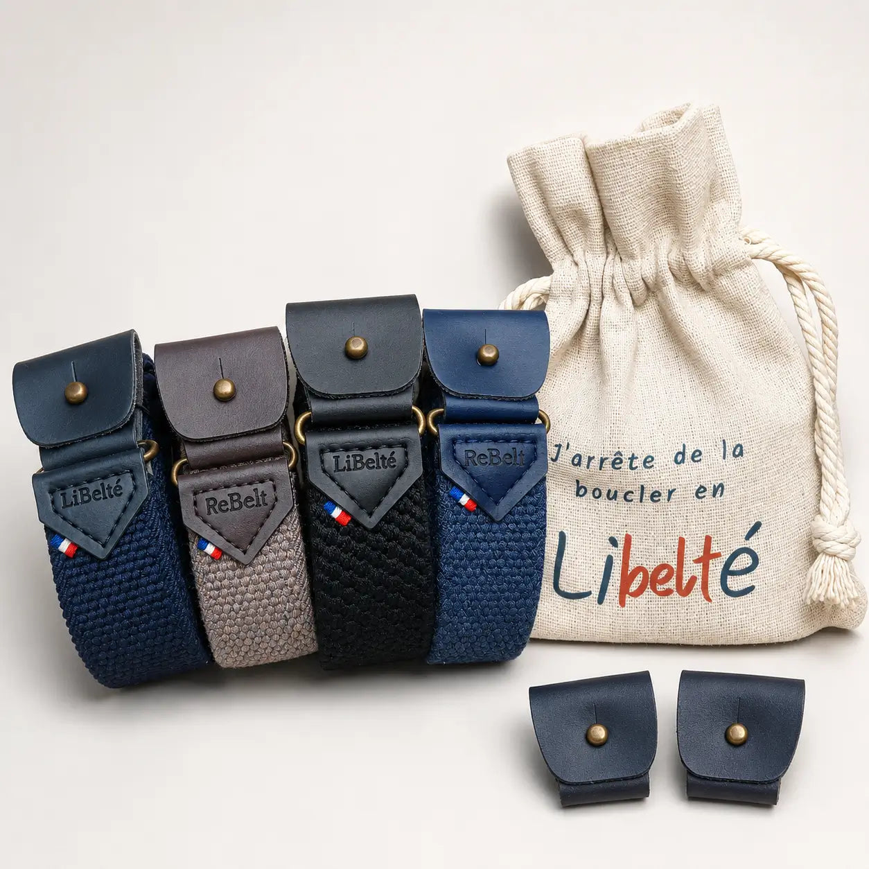 pack quatuor de ceintures sans boucle libelte clips noire