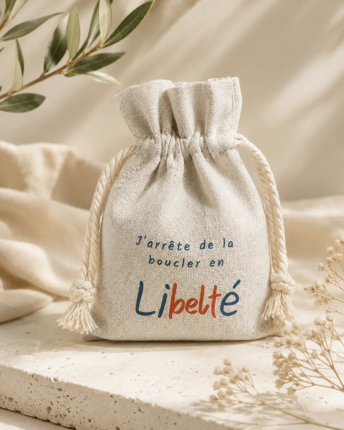 pochon en lin ceinture libelte